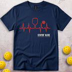 Staying Alive Pickleball EKG Heartbeat T-Shirt