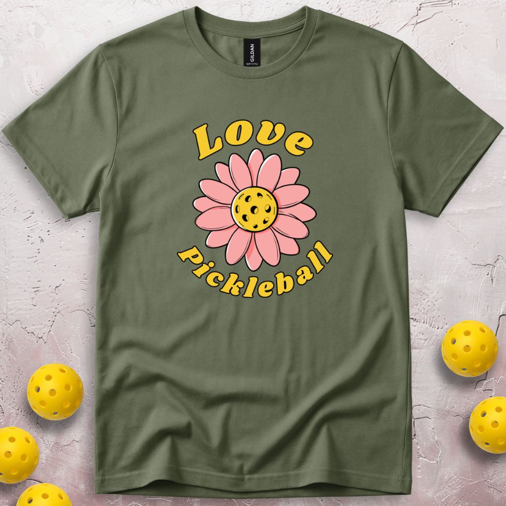 Love Pickleball Flower T-Shirt
