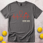 Staying Alive Pickleball EKG Heartbeat T-Shirt
